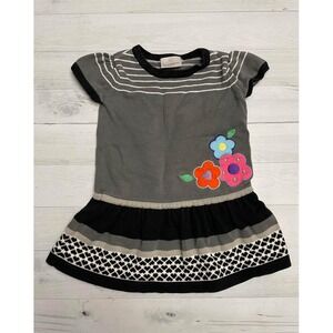 Girls Hanna Andersson sweater dress black and white hearts and flower‎ 90/3